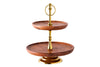 Two Tier Cake Stand Pure Nature 35cm Acacia Wood Gold