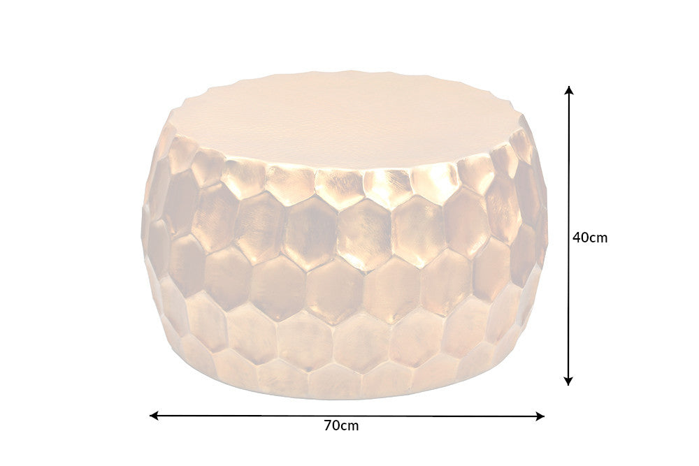 Coffee Table Oasis Round 70cm Hammered Metal Gold