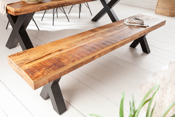 Bench Blacksmith 160cm Mango Wood Natural X-frame