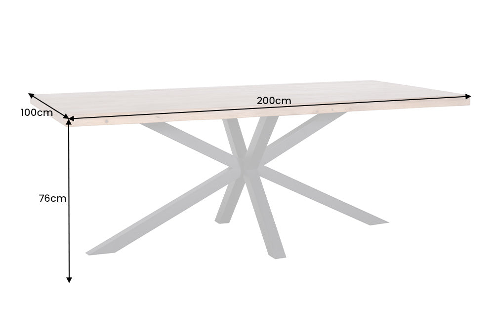 Dining Table Consul 200cm Oak Wood Natural Cross-Frame Live-Edge