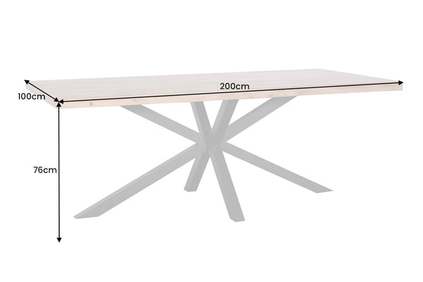 Dining Table Consul 200cm Oak Wood Natural Cross-Frame Live-Edge