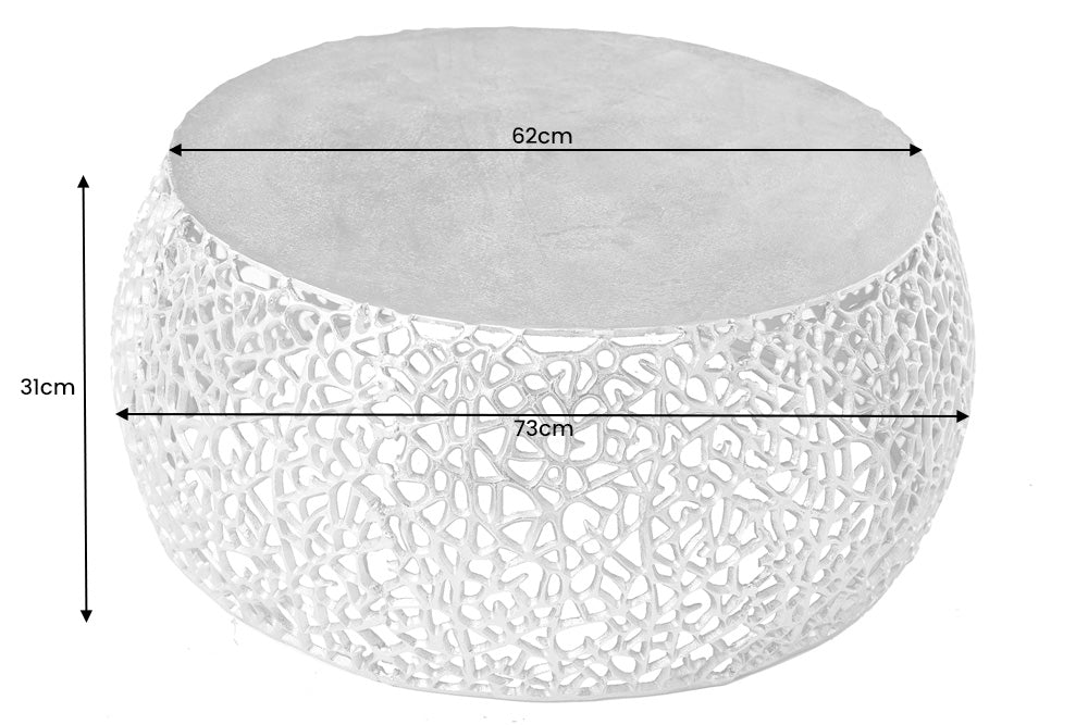 Coffee Table Ambrosia 73cm Metal Silver