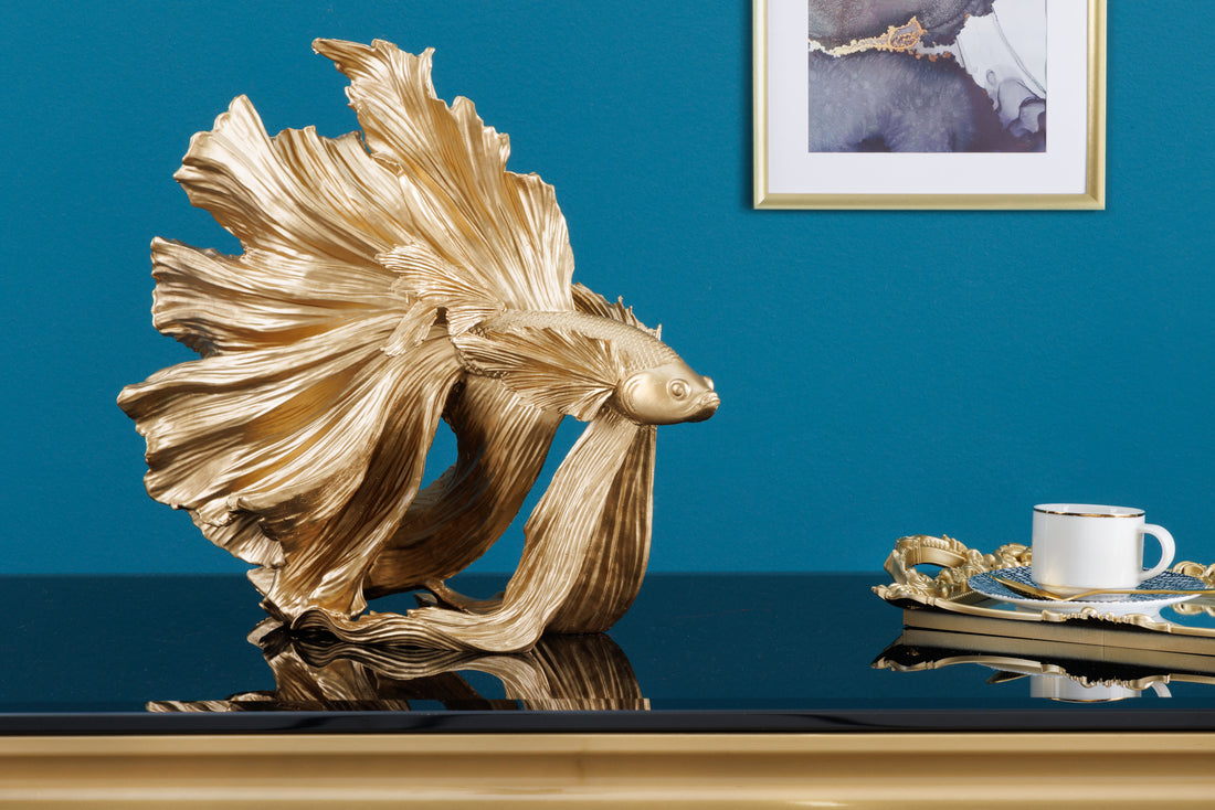 Decorative Figure Fighting Fish Crowntail 35cm Gold Betta Fish