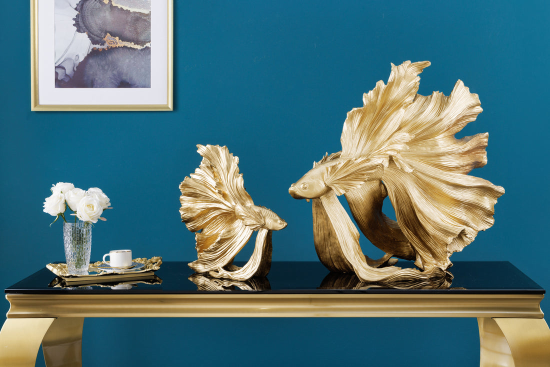 Decorative Figure Fighting Fish Crowntail 36cm Gold Betta Fish