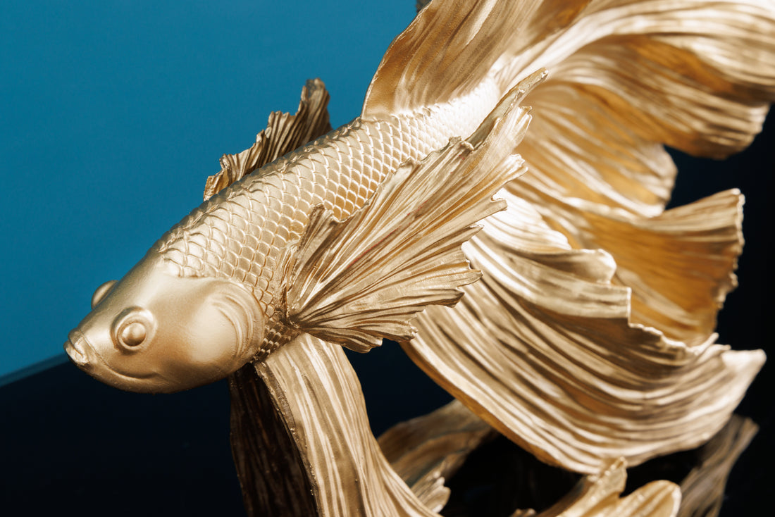 Decorative Figure Fighting Fish Crowntail 36cm Gold Betta Fish