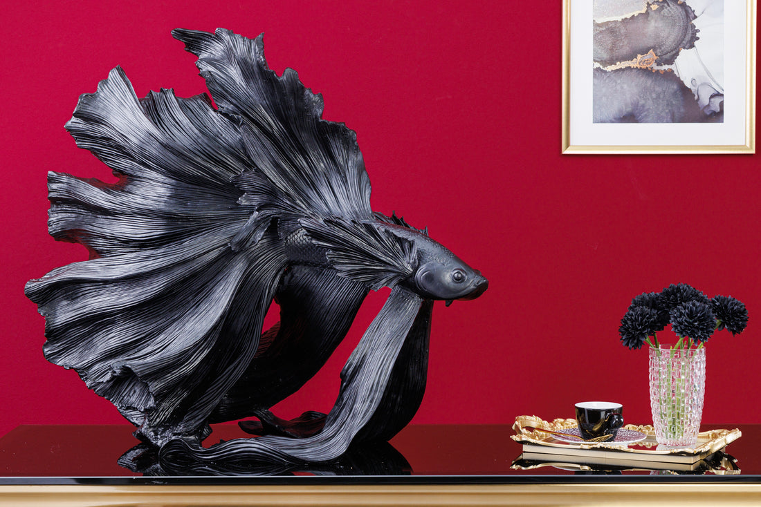 Decorative Figure Fighting Fish Crowntail 65cm Black Betta Fish