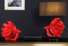 Table Lamp Crowntail 64cm Red Black Fabric Shade Marble Base