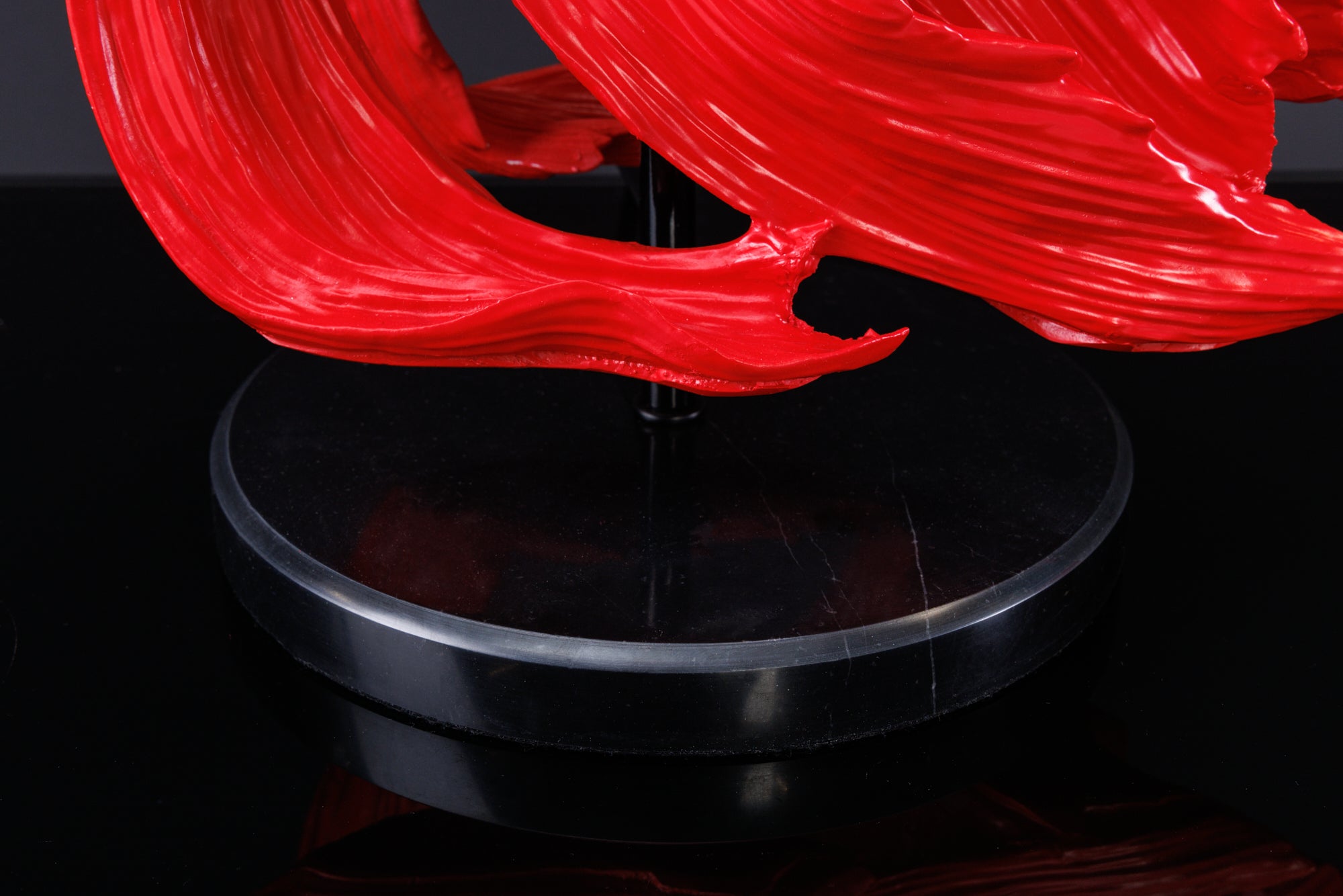 Table Lamp Crowntail 64cm Red Black Fabric Shade Marble Base