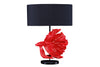 Table Lamp Crowntail 64cm Red Black Fabric Shade Marble Base