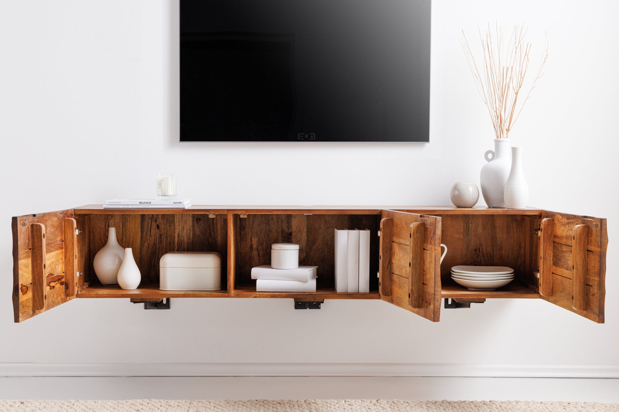 Floating TV Stand Fossil 160cm Mango Wood Brown