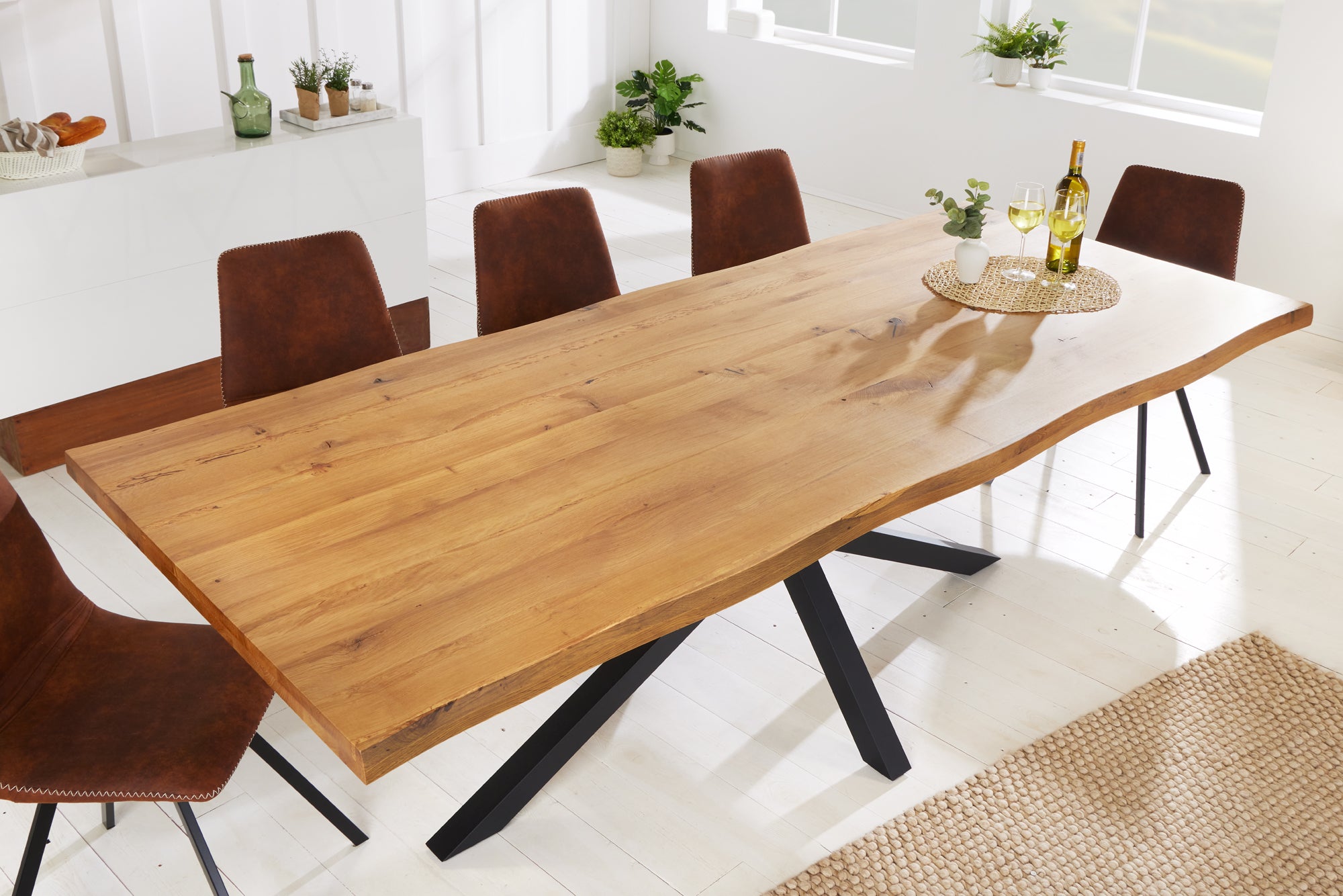Dining Table Consul 200cm Live Edge Oak Wood