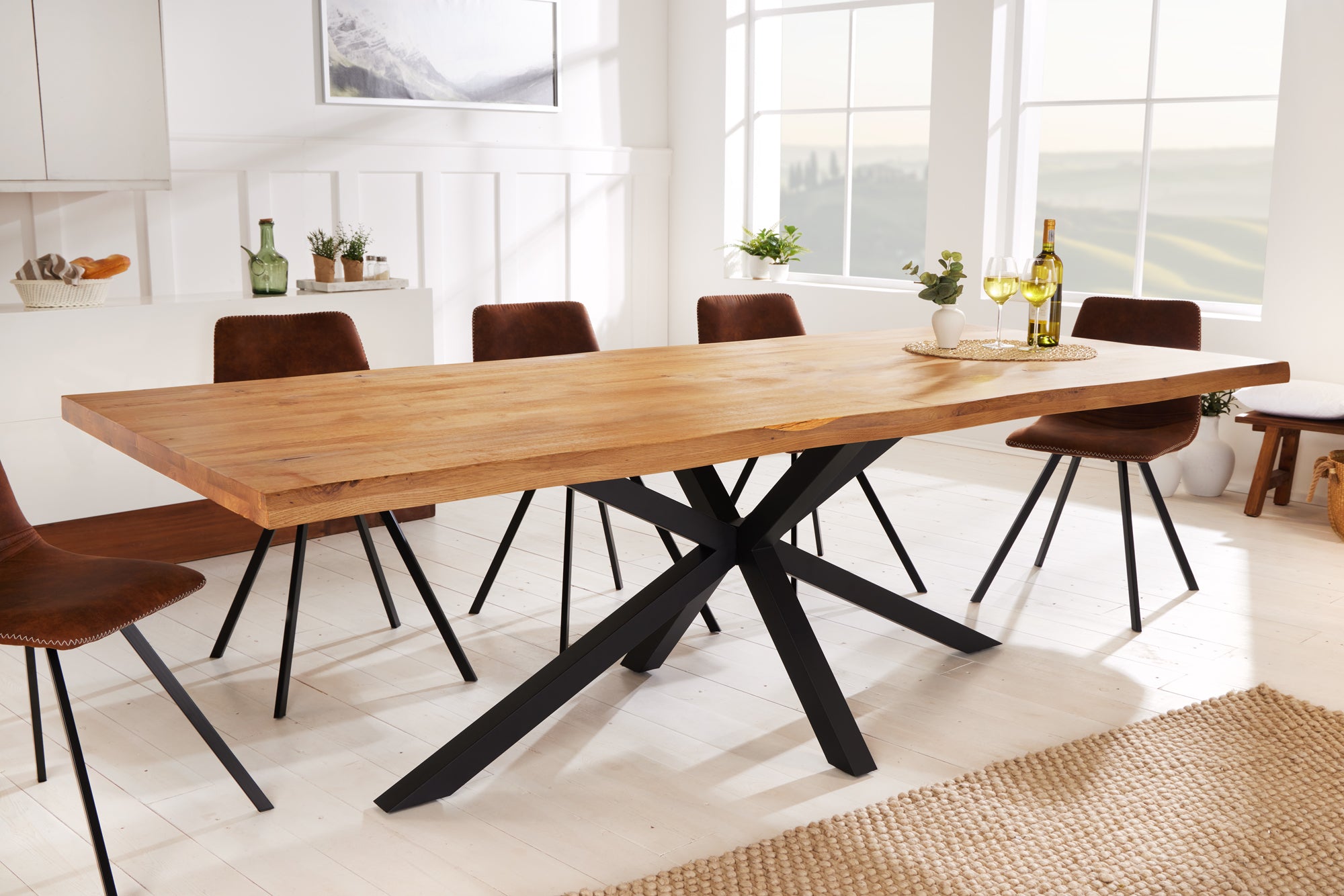 Dining Table Consul Live Edge 200cm Oak Wood Natural