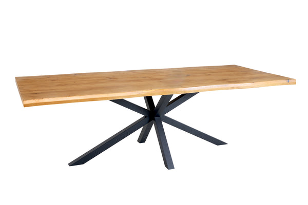 Dining Table Consul 200cm Oak Wood Natural Cross-Frame Live-Edge