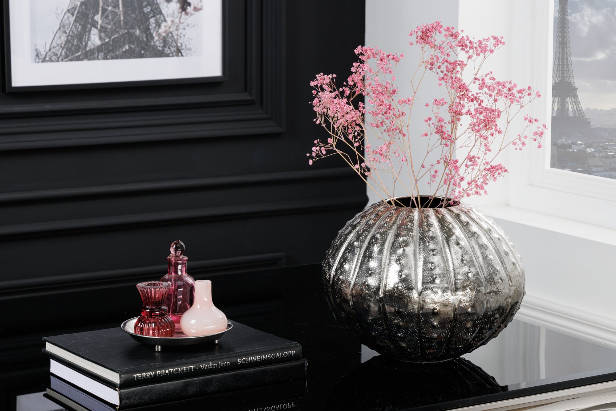 Decorative Vase Abstract 30cm Silver