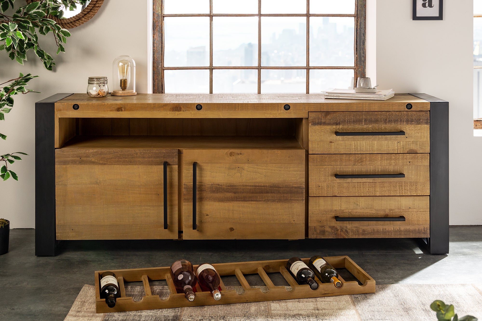 Sideboard Viking 193cm Pine Wood Brown