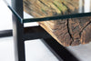 Coffee Table Barracuda 130cm Recycled Wood Brown Glass Top