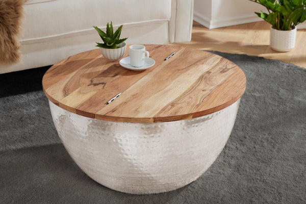Coffee Table Orient Storage 60cm Acacia Wood Natural