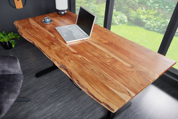 Height-Adjustable Desk Monolith 140cm Acacia Wood Natural