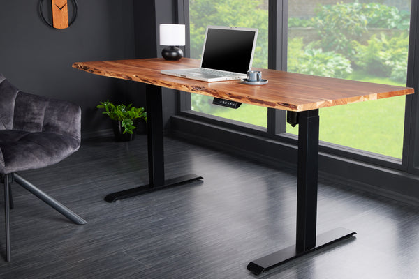 Height-Adjustable Desk Monolith 160cm Acacia Wood Natural