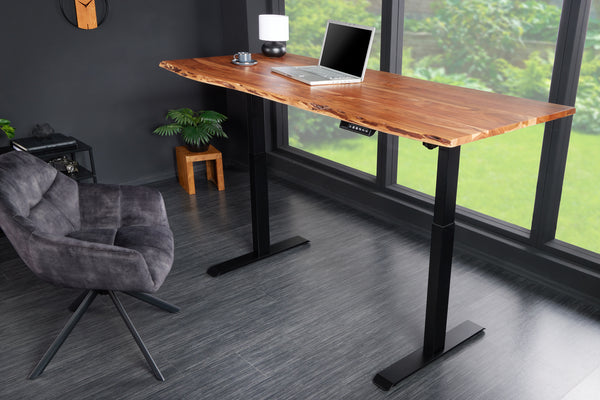 Height-Adjustable Desk Monolith 140cm Acacia Wood Natural