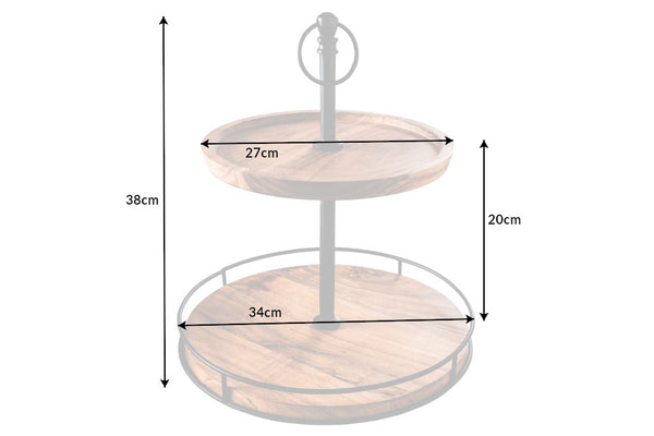 Two Tier Cake Stand Pure Nature 38cm Mango Wood