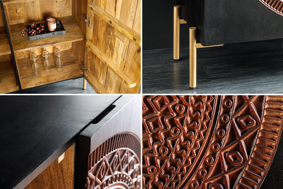 Cabinet Lotus 120cm Mango Wood Black