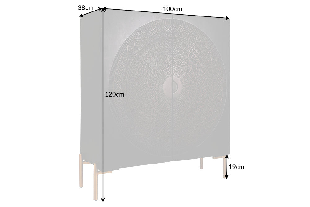 Cabinet Lotus 120cm Mango Wood Black