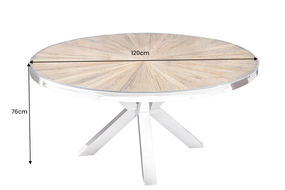 Round Dining Table Barracuda 120cm Recycled Teak Wood Brown