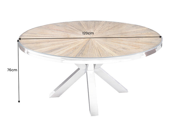 Round Dining Table Barracuda 120cm Recycled Teak Wood Brown