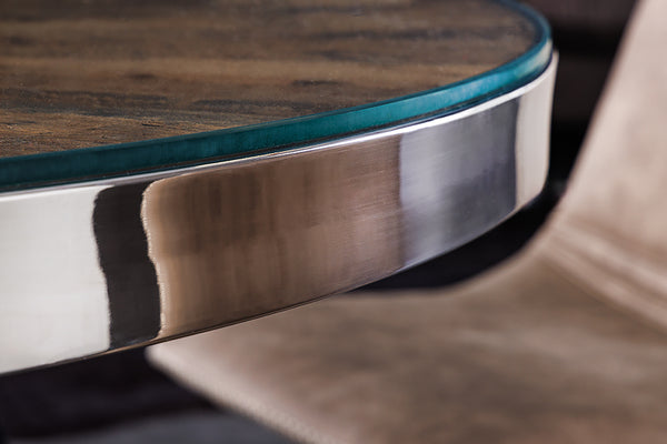 Round Dining Table Barracuda 120cm Recycled Teak Wood Brown