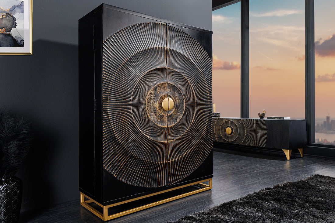 Bar Cabinet Golden Eye 140cm Mango Wood Black