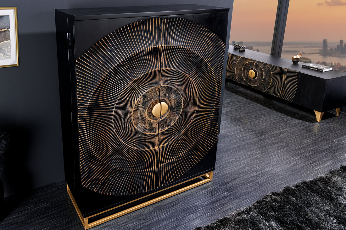 Bar Cabinet Golden Eye 140cm Mango Wood Black