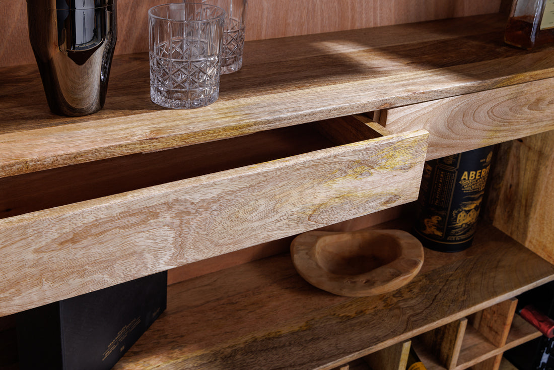 Bar Cabinet Golden Eye 140cm Mango Wood Black