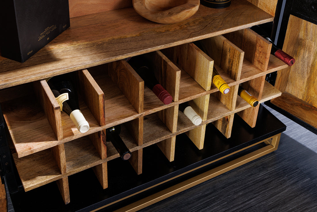 Bar Cabinet Golden Eye 140cm Mango Wood Black