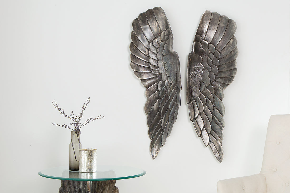Wall Decoration Fallen Angel 65cm Metal Silver