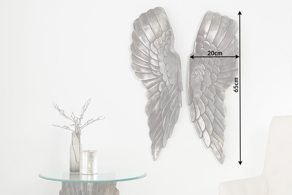 Wall Decoration Fallen Angel 65cm Metal Silver