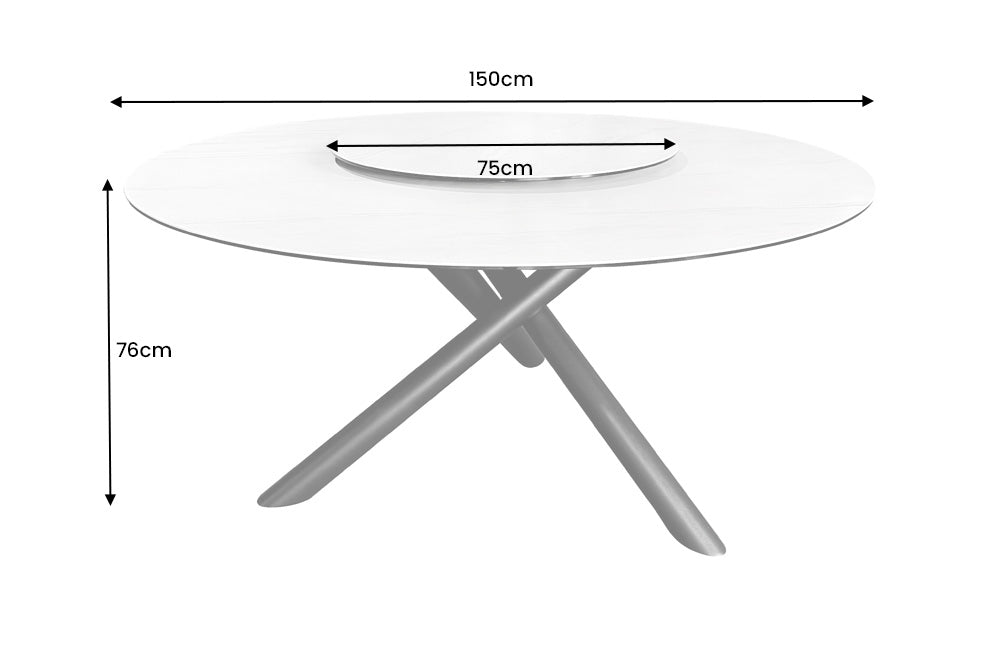Round Dining Table Orbit 150cm Ceramic White