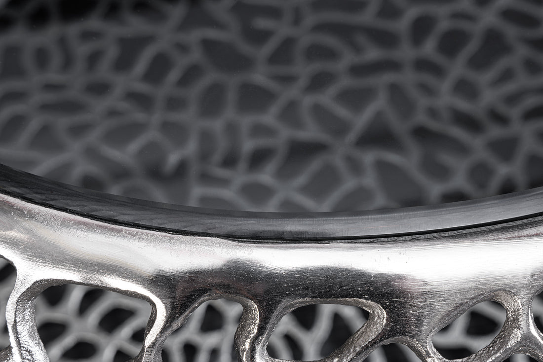 Round Coffee Table Ambrosia 74cm Metal Silver Glass