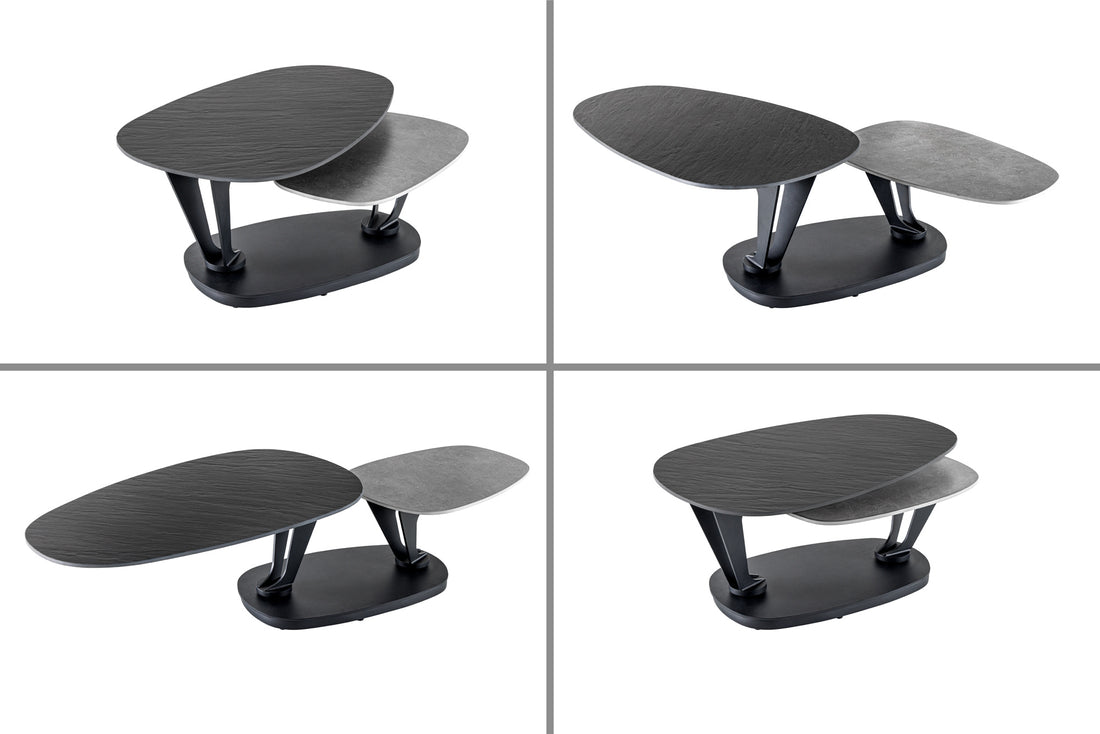 Rotating Coffee Table Axis 95-160cm Ceramic Grey