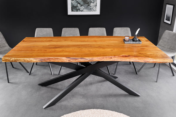 Dining Table Monolith 200cm Acacia Wood Natural Cross Frame 60mm Top