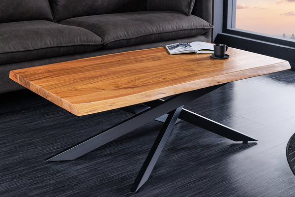 Coffee Table Monolith 110cm Acacia Wood Natural Cross Frame