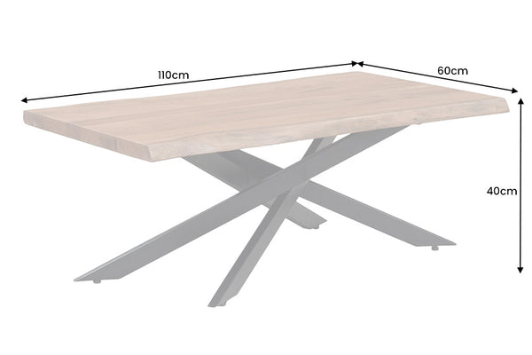 Coffee Table Monolith 110cm Acacia Wood Natural Cross Frame