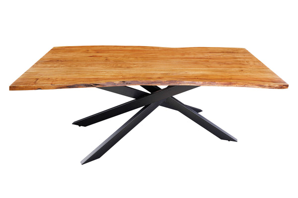 Dining Table Monolith 200cm Acacia Wood Natural Cross Frame