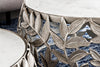 Set Of 2 Nesting Coffee Tables Abstract Leaf 54cm/68cm Metal Silver Marble White
