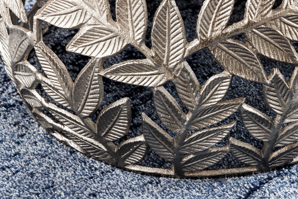 Set Of 2 Nesting Coffee Tables Abstract Leaf 54cm/68cm Metal Silver Marble White