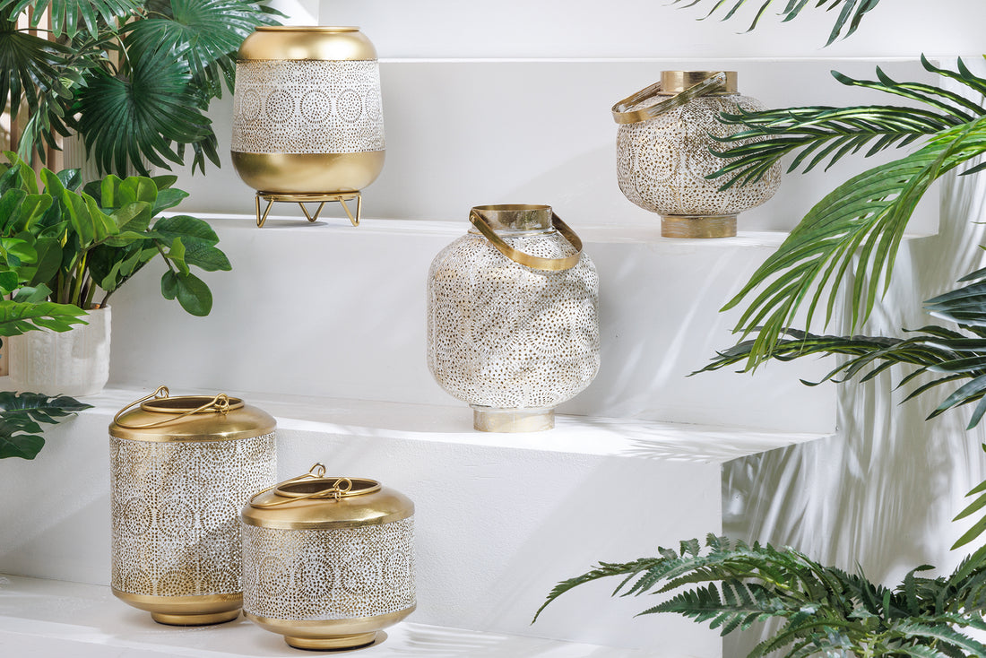 Lantern Candlelight 19cm Metal Gold