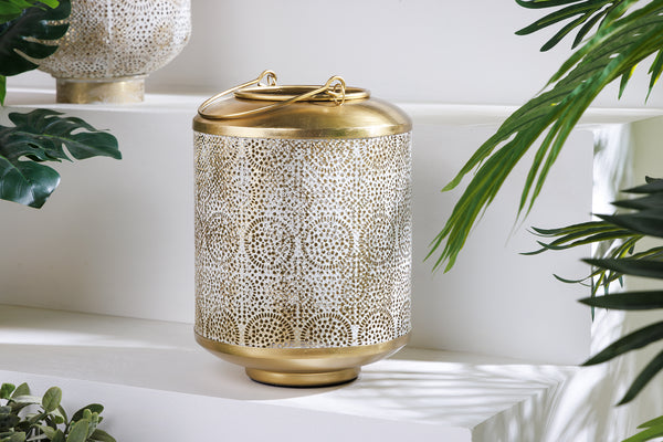 Lantern Candlelight 25cm Metal Gold