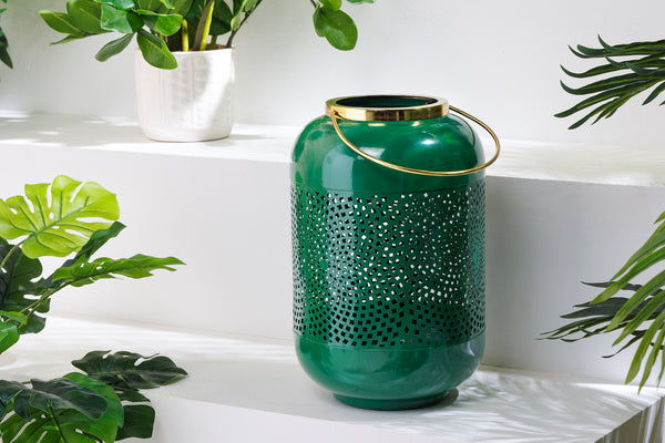Lantern Candlelight 30cm Metal Green