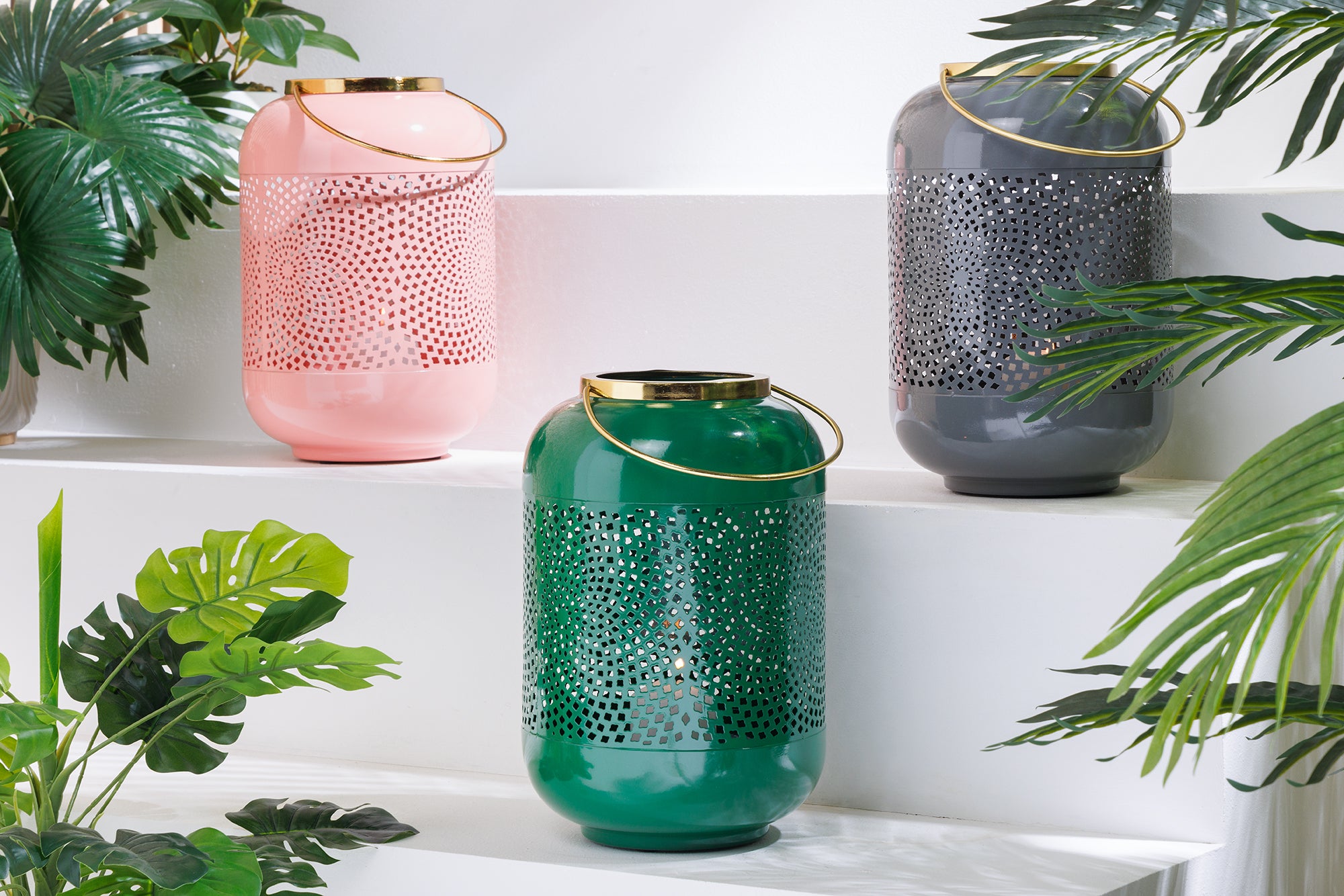 Lantern Candlelight 30cm Metal Green