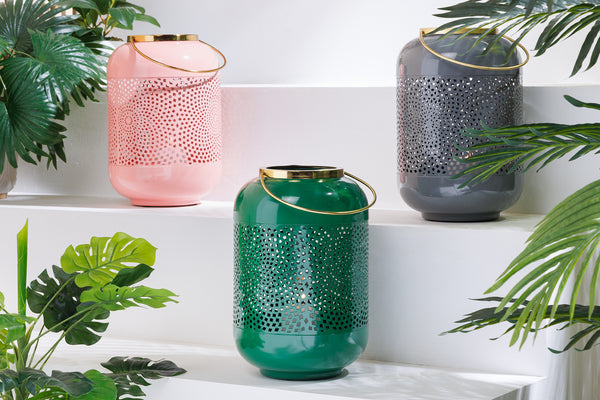 Lantern Candlelight 30cm Metal Green